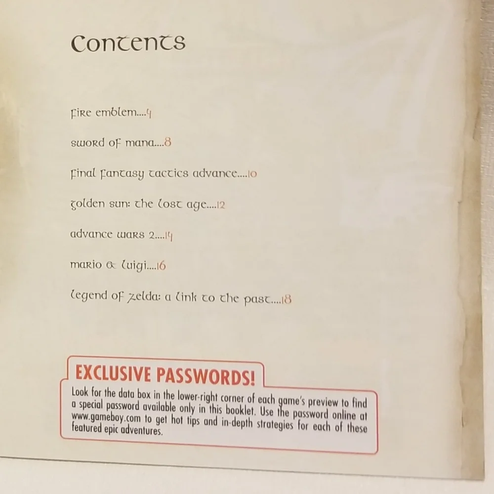 Gameboy ephemera, including booklet with game passwords! All EUC